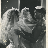 Joan and Alma Coles on Joan's wedding day