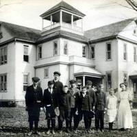 Students standing in front of the Jefferson School
