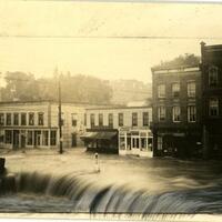 Intersection Rt 96 (Main St.) and Union St in Trumansburg covered in flood water