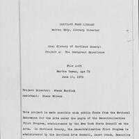 first page of Oral History Of Cortland County: The Immigrant Experience