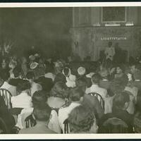 James B. Schafer speaking to a crowd at Peace Haven, 1939