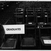 Assigned seating for graduate students for graduation exercises circa 1979.