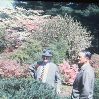 W.R. Coe and his son Robert Coe at Planting Fields, c. 1950.