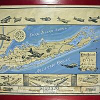 Poster Long Island Cradle of American Aviation Map with pictures of Republic & Grumman Aircraft and   Liberty Aircraft Products c. 1942