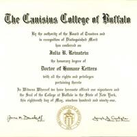 Doctorate of Humane Letters awarded to Julia Boyer Reinstein