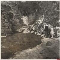 People walking near a gorge