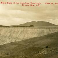Postcard of Main dam of the Ashokan Reservoir, Brown Station, NY