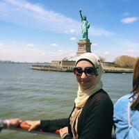 Palestinian Haneen at Statue of Liberty