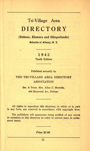 Tri-Village Area Directories