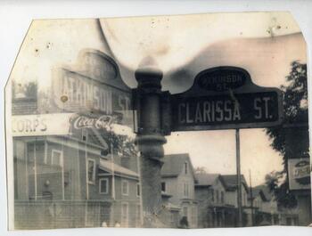 Street sign at the intersection of Atkinson Street and Clarissa Street