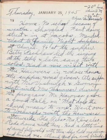Page from Margaret Jones Diary 1945