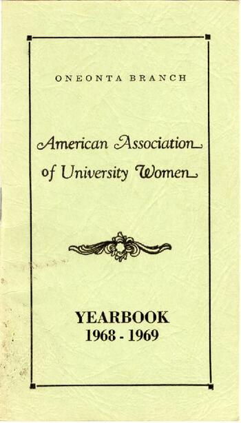 1968-1969 Yearbook for the Oneonta Branch of the AAUW