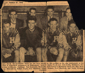 Newspaper Photograph of the Section B Basketball Tournament All Star Selections