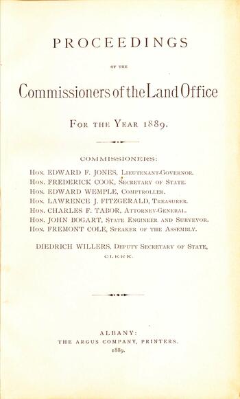 Proceedings of the Commissioners of the Land Office of New York State