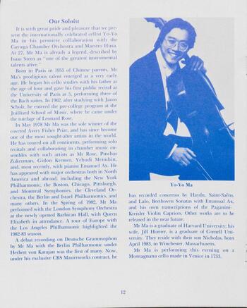 program text featuring cellist Yo Yo Ma