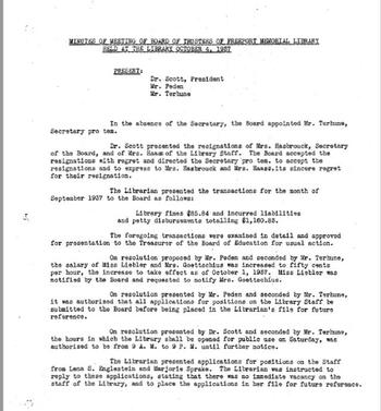 Freeport Memorial Library Board Minutes