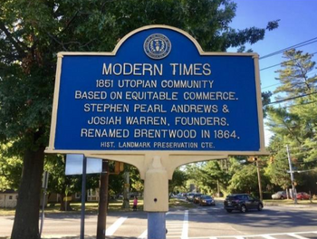 Historical marker commemorating Modern Times