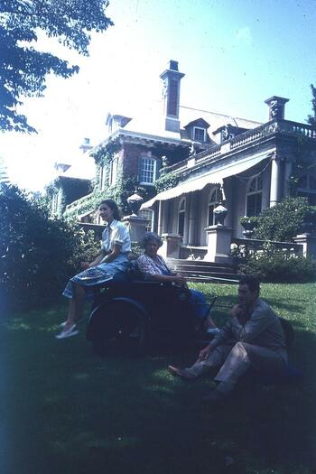 Margarita Phipps, her son Michael and his wife Molly, posing at Westbury House