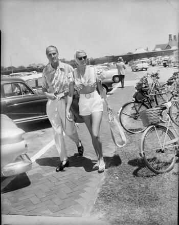 Serge Obolensky arrives with guest to Southampton Bathing Corporation