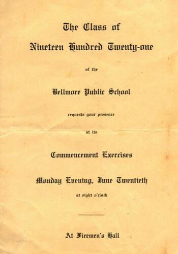 Bellmore Public School Commencement Exercises, 1921