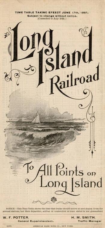 The cover of a Long Island Railroad timetable, June 17, 1897