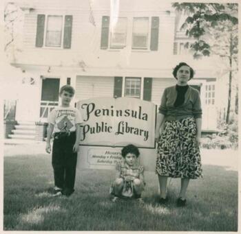 The front of the Peninsula Public Library, May 9, 1953.