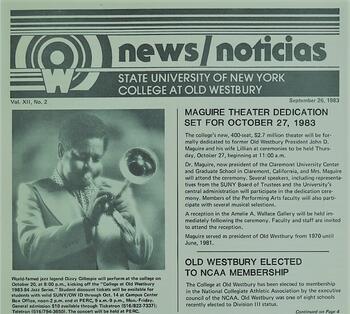News/Noticias Volume XII, Number 2 September 26, 1983 cover image, Dizzy Gillespie.