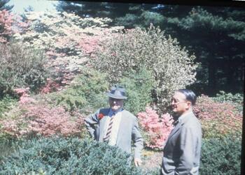W.R. Coe and his son Robert Coe at Planting Fields, c. 1950.