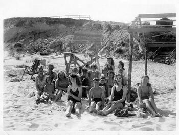 Memorial Day kickoff summer beach party at Lee Ct., Hither Hills, Montauk, 1944.