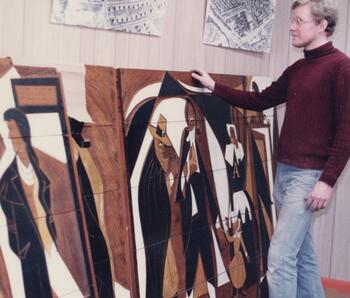 Mural being prepared for installation at the Levittown Public Library