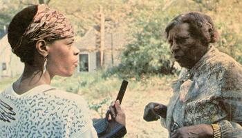 Lucy Agnes Hart Keyes (1900-1994) being interviewed by Fai Walker for the Eel Catching in Setauket Oral History Project, May 9, 1987