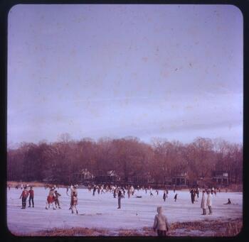 Residents ice skating on Scudder’s Pond, January 2, 1961.