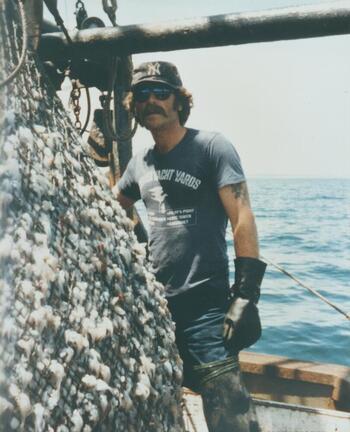Portrait of Bruce Beckwith at work at sea, 1970s.