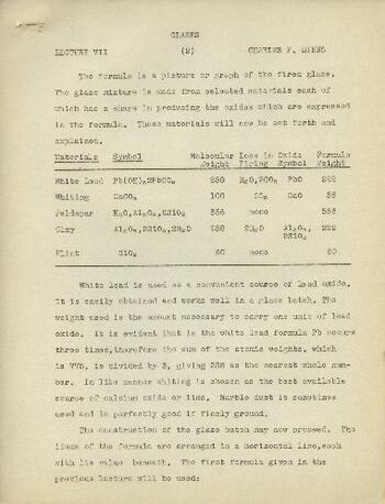 Page 1 of Glazes: Lecture VII