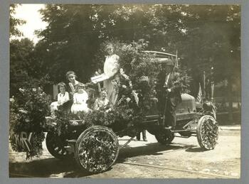 Fayetteville Free Library's winning float in the 1916 Independence Day parade