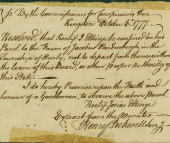 Provincial Exile: Roelof J. Eltinge's Banishment from the Paltz