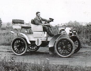 Mr Packard in his eponymous automobile