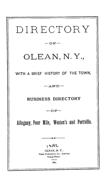 Jamestown and Olean, NY, City Directories from 1875-1916
