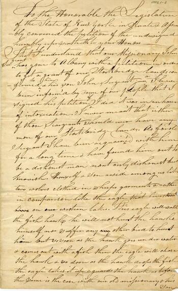 Letter From a Chief of the Stockbridge Tribe to the Superintendent