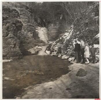 People walking near a gorge