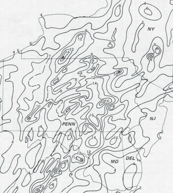 Chart of rainfall by Agnes, 1972