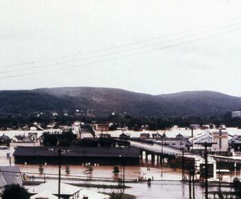Flooded neighborhood in Corning, NY