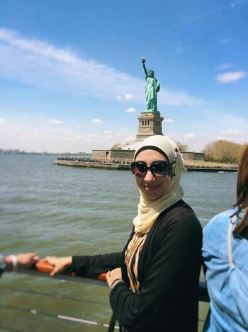Palestinian Haneen at Statue of Liberty, 2016