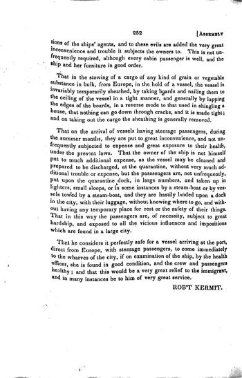 Report of a special committee of the House of Assembly of the State of New-York in the present quarantine laws, 1846
