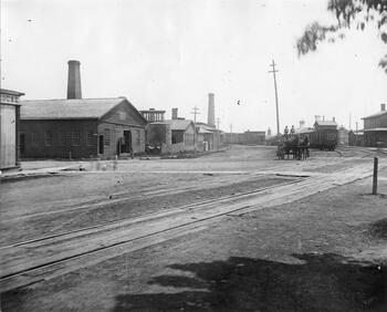 New York Central and Hudson River Railroad located at the corner of Lewis Street and Exchange Street