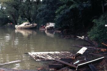 Boats in Corning Landing on Keuka Lake