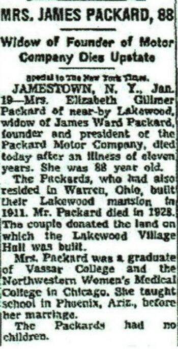 Elizabeth Packard death notice