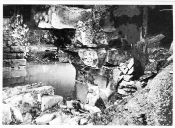 Railroad abutment, eroded