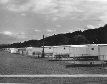 Emergency housing trailers at Craig Park on Victory Blvd in Painted Post