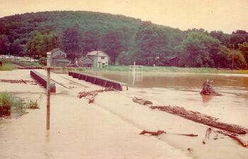 Dodge Creek train trestle flooded
